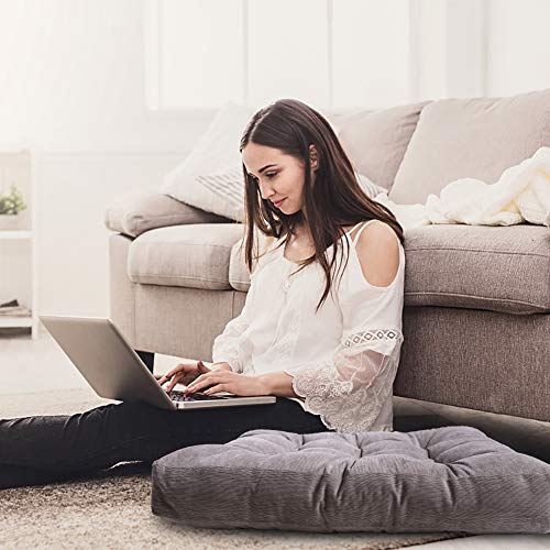 Tiita Outdoor Cushions Square Floor Pillow Thicken Tufted Seat Pad Large Floor Cushion For Yoga Meditation Living Room Balcony Office Patio, Set Of 2, 22X22 Inch, Grey #TOP4