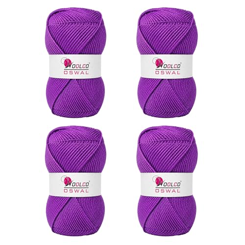 Image of Brilon Acrylic Hand Knitting Yarn - Soft Wool Yarn for Sweaters, Scarves, DIY Knitting & Craft Projects, Beginner-Friendly Multicolor Wool Thread - Lavender (Pack of 4, 50g Each)