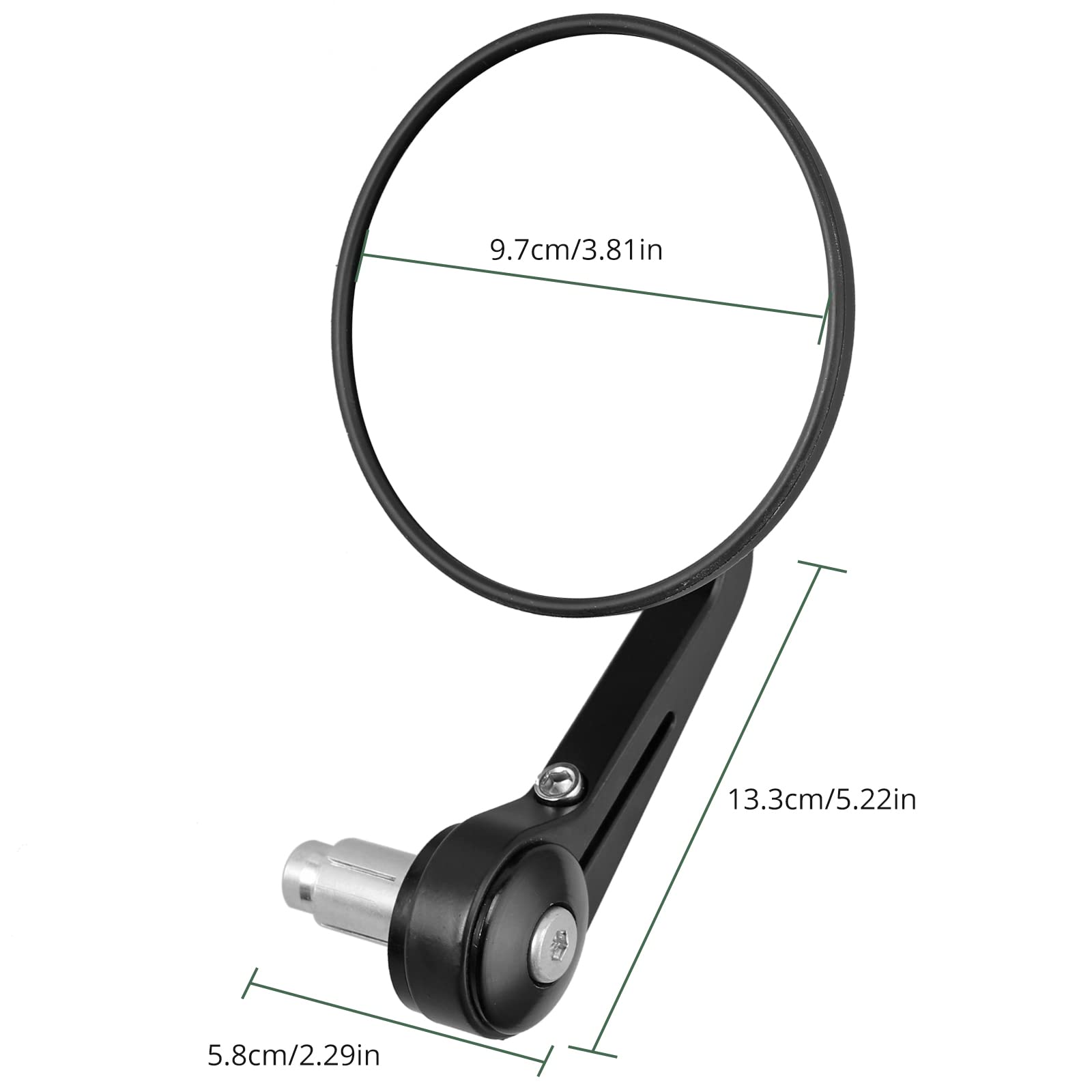EYPINS Rétroviseurs Moto Universels de 22 mm Ronds en Alliage d'Aluminium Rotation à 360 Degrés pour Guidon Poignée de Moto Vélo Trotinette Scooter Haute Définition (1 Paire)