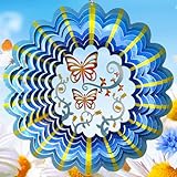 Picture of Hippolytusiart Butterfly Wind Spinner Hanging,12In 3D Wind Spinners Outdoor Butterfly Gifts for Women Mom Grandma Wife Father,Mandala Wind Spinner Garden Decorations Yard Art Christmas Ornament