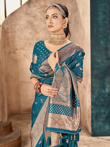 Image of Mehrang Women's Pure Kanjivaram Silk Saree Banarasi Silk Wedding Sarees for Women with Blouse Piece