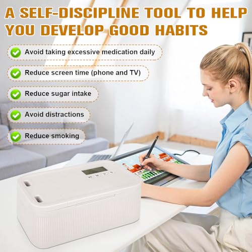 BIZOI Safe Timed Lock Box, Handy Safe mit Zeitschloss, Zeitverriegelungsbehälter mit 2 Arbeitsmodus, Zeitschloss Box für Selbstkontrolle, Suchtmanagement, Sicheren Aufbewahrung 23,9x13,1x 9,6 cm