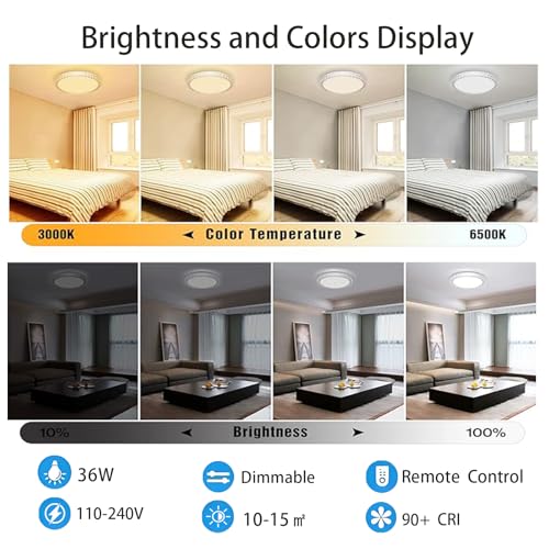 Led luminaria de techo para techos bajos con mando a distancia metálica pack de 2 4