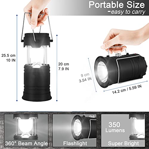 2 Pack Led Camping Lantern Solar Lantern, Collapsible Solar Camping Lights, Rechargeable Flashlights Portable Survival Light For Hurricane, Emergency, Power Outages, Hiking, Fishing #TOP1