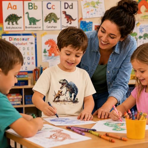 Image of Dinosaur Shirt for Kids Boys Girls Funny Toddler Dino Short Sleeve Graphic Cotton Tee Top 2-7T