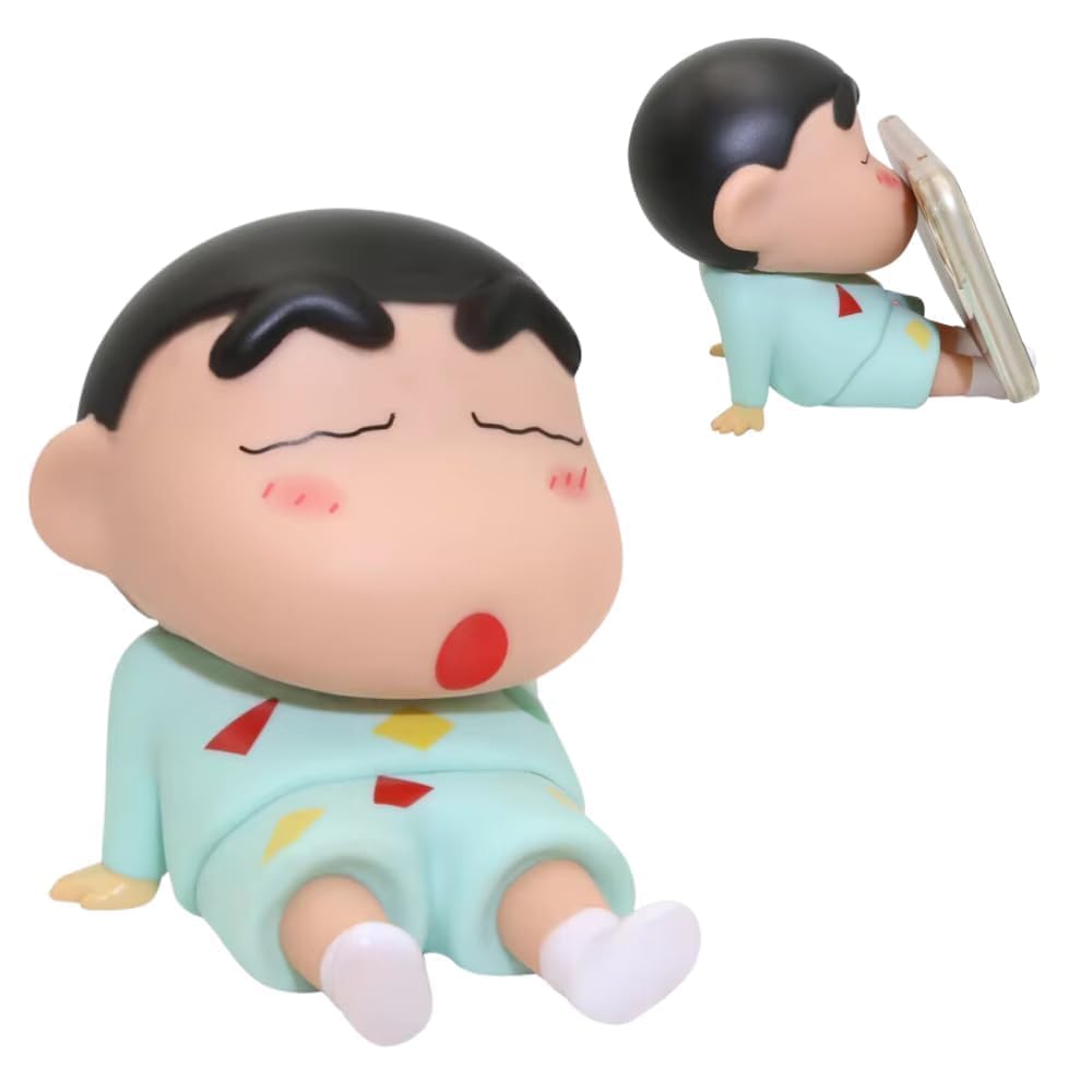 Action Figure Mobile Holder Shin Chan Blue Cartoon Phone Stand PVC Figurine Holder for Mobile and Tablet Medium Size Desk Stand (Shin_chan-Blue)-picture-28