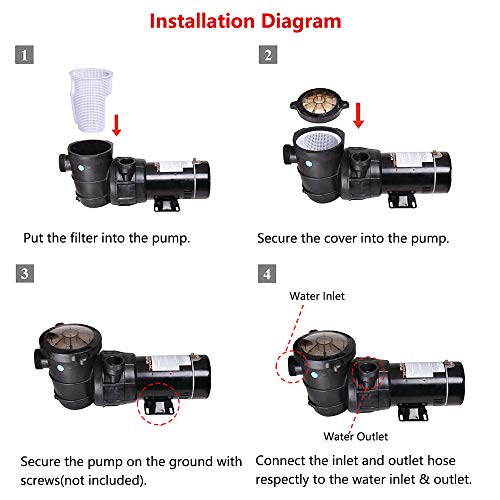 Yescom 1.5 HP Above Ground Swimming Pool Spa Water Pump Outdoor Strainer Max. Flow 4980GPH Motor w/ETL CSA Certificate