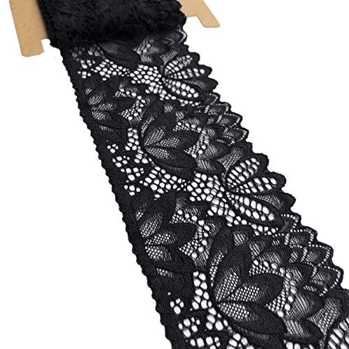 Olive Lace 4 Inches Wide Stretchy Lace For Bridal Wedding Decorations, Sewing Diy Making And Diy Crafts- 5 Yards (7604 Black) #TOP29