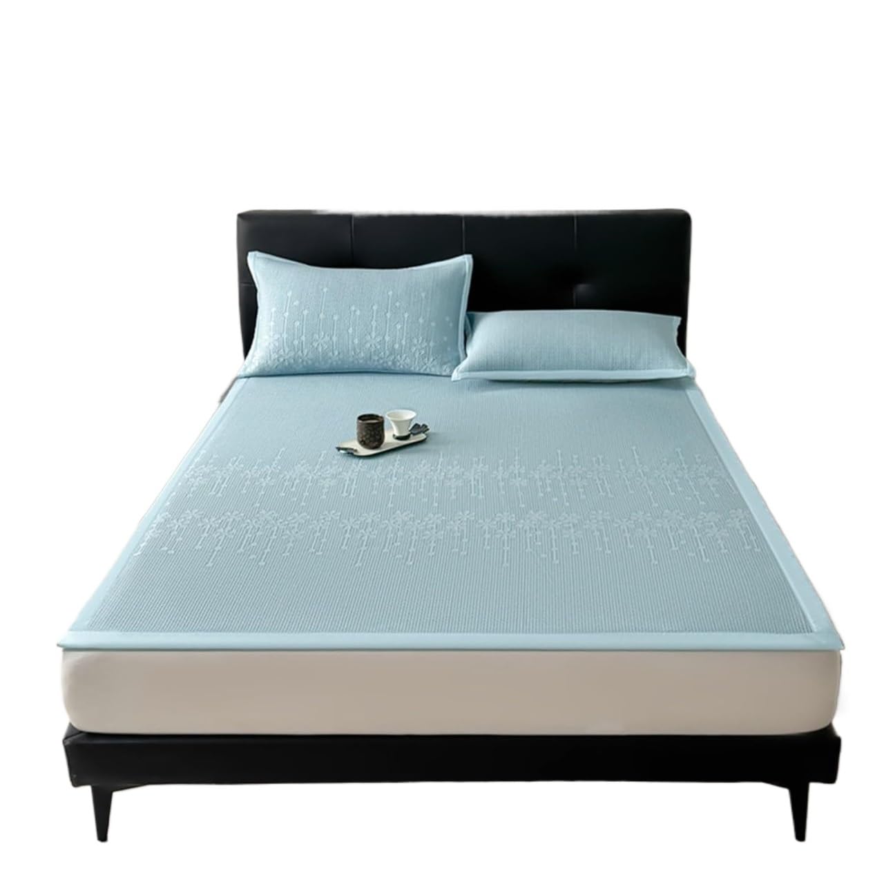 Ice Silk Mattress Topper ， Summer Ice Silk Washable Cooling Mat, Multicolor, Multiple Sizes(Blue,90x200cm)