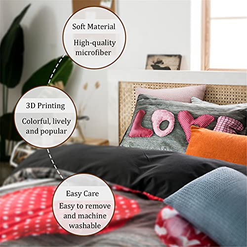 Parure de lit 3 pièces microfibre anti-plis pour lit simple et double