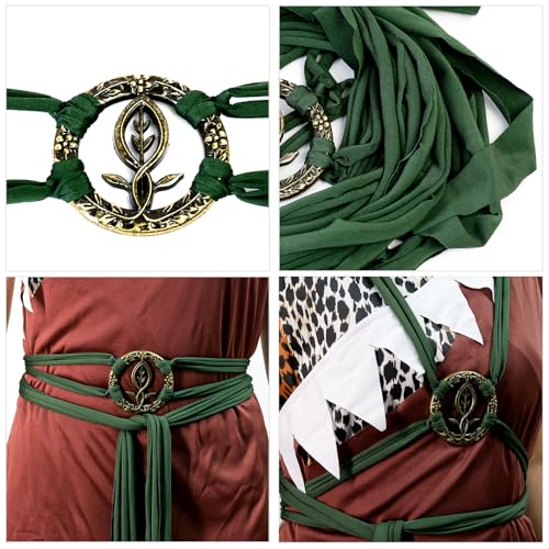 SV SENVAN Viking Belt Women - Forest Green Wrap Corset Belt with Leaf Ring, Adjustable Renaissance for Medieval & Boho Outfits3