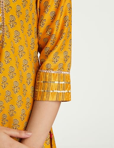 Image of BIBA Women Art Silk Straight Kurta Palazzo Suit Set
