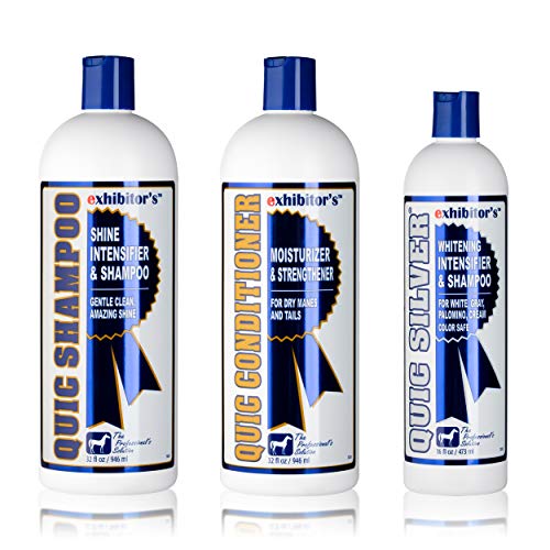 exhibitors Quic Silver System Includes Quic Shampoo Quic Conditioner 32 Ounce Each Plus Quic Silver 16 Ounce for Dogs Horses Greys Palominos Cream Color Coats Silver Ash Highlights