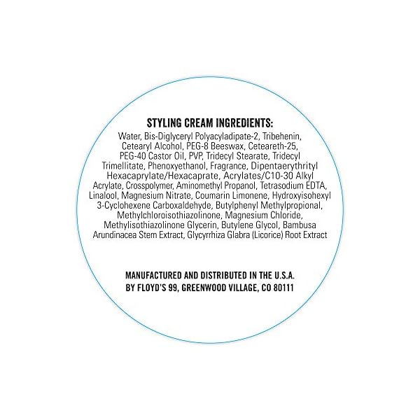 Floyd's 99 Styling Cream - High Hold - Natural Shine - Hair Cream for Men - Men's Styling Cream