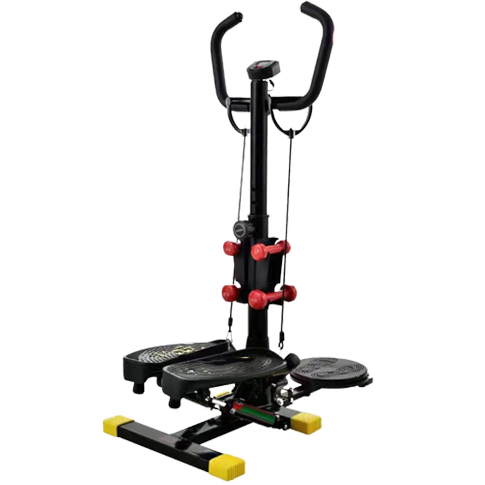 Mini stepper, stepper Twist Fitness do użytku domowego, inteligentny cyfrowy wyświetlacz LED, oszczędność miejsca, do treningu cardio całego ciała na nogach i ramionach (black)