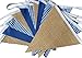 Price comparison product image 9 mtrs / 30 flags rustic blue gingham, plain blue and hessian bunting wedding banner