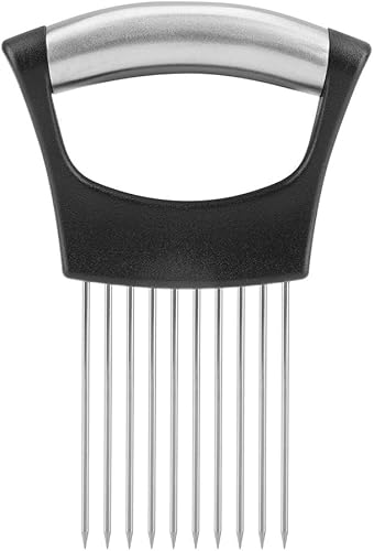 Soporte de cebolla de acero inoxidable para cortar cebolla herramienta de corte con 10 puntas de corte de utensilios de cocina