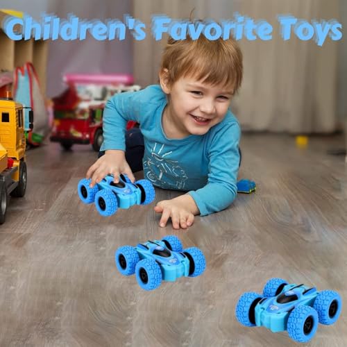 Yeefunjoy Monster Truck Spielzeugauto, 360 Grad Rotierende Trägheit Fahrzeug Spielzeugautos, Spielzeug Geschenk für Kinder Jungen Mädchen ab 3 4 5 6 7 8 9 10 Jahren (Blau)
