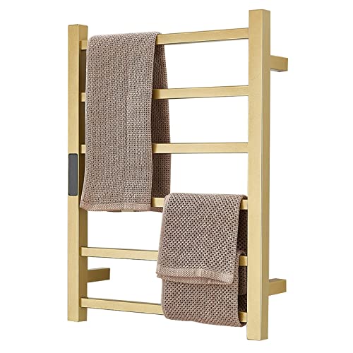 Jrcfnss Calentador de Toallas con calefacción, Accesorios de baño, toallero eléctrico montado en la Pared, 6 Barras, estantes de Secado de Acero Inoxidable con Temporizador