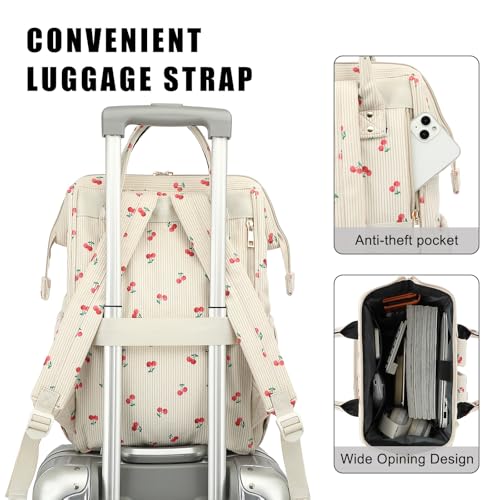 Women Corduroy College School Backpack Bookbag, 15.6 Inch Travel Laptop Backpack Casual Daypack (Cherry)4