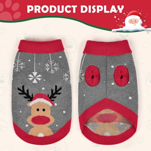 FWLWTWSS Weihnachten Hundepullover, Winter Warmer hundepulli Sweater mit Rollkragen, Geschenke für kleine und mittelgroße Hunde Medium