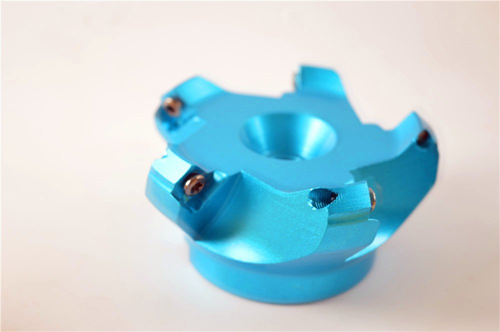 AL KM12 100-22-5F 4"× 0.86" 45 Degrees Aluminum Square Shoulder Indexable Face Milling Cutter 5 Flutes with 10pcs SEHT1204AFFN-X83 H01 Carbide Inserts