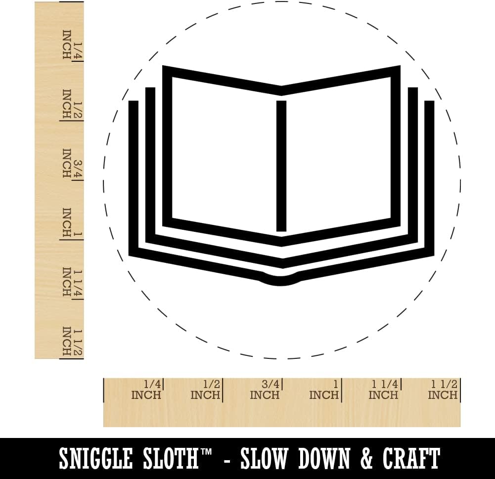 Open Book Reading Symbol Self-Inking Rubber Stamp Ink Stamper for Stamping Crafting Planners - 1-1/2 Inch Large - Blue Ink