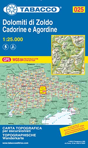  Dolomiti di Zoldo, Cadorine e Agordine 1:25.000. Ediz. italiana, inglese, francese e tedesca