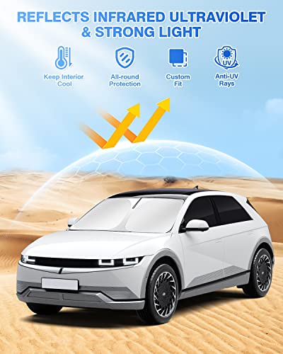 Image of Canvcle Windshield Sun Shade for Hyundai Ioniq 5 2022-2025 2026 Ioniq 5 Accessories Sunshade Side Rear Window Shade Cover Sun Visor Shield Privacy Protection Keep Vehicle Cool Black 6PCS