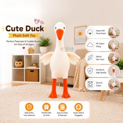 Image of ADORA Swan Duck Stuffed Animal Plush Soft Toy - 90cm, Soft Smooth Goose Duck Plush Stuff Toy Gifts for Child Boys Girls (White)