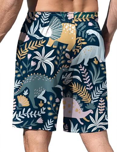 Image of Ekouaer Men's Pajama Shorts Soft Sleepwear Bottoms Elastic Waistband Loungewear Breathable Men Shorts with Pockets