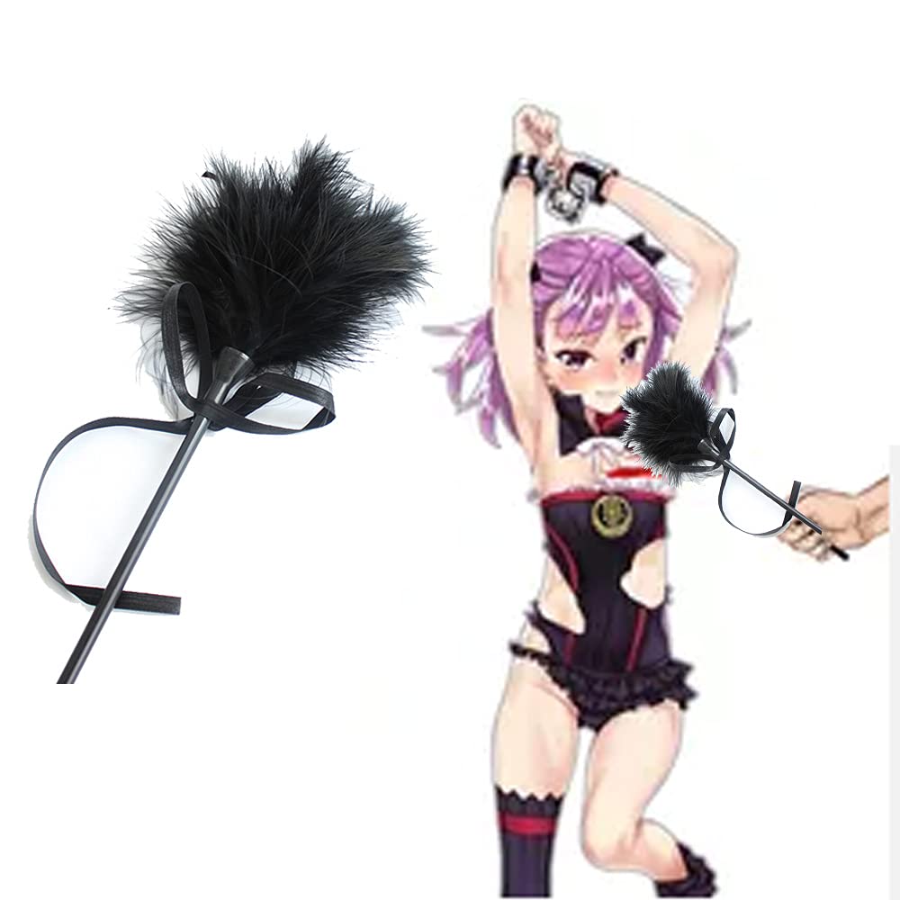 YameiS Bow Feather Sports Whisk with Tickle Feather Suitable for Beginner Entertainment Tool (Black)