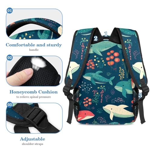 Sac à dos baleines coloré grand format idéal pour le collège