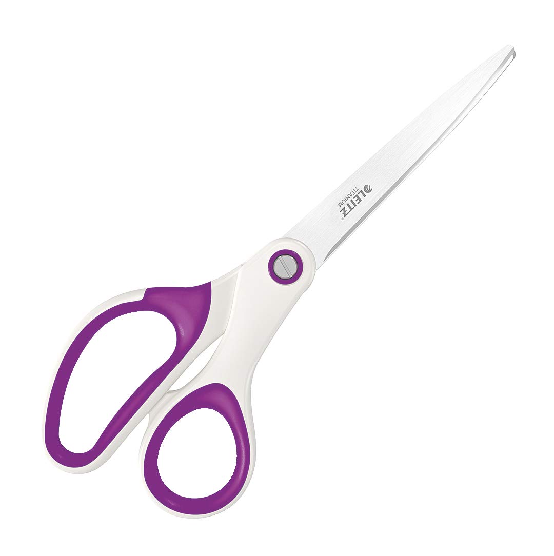 Leitz Titanium Scissors, Right or Left Handed (Ambidextrous), 6.7 x 1.5 x 15 cm, Office Stationary, Ergonomic Handle, WOW Range, Purple