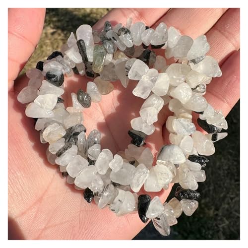 Perles rutilées noires en quartz naturel de 30 pouces pour bijoux DIY