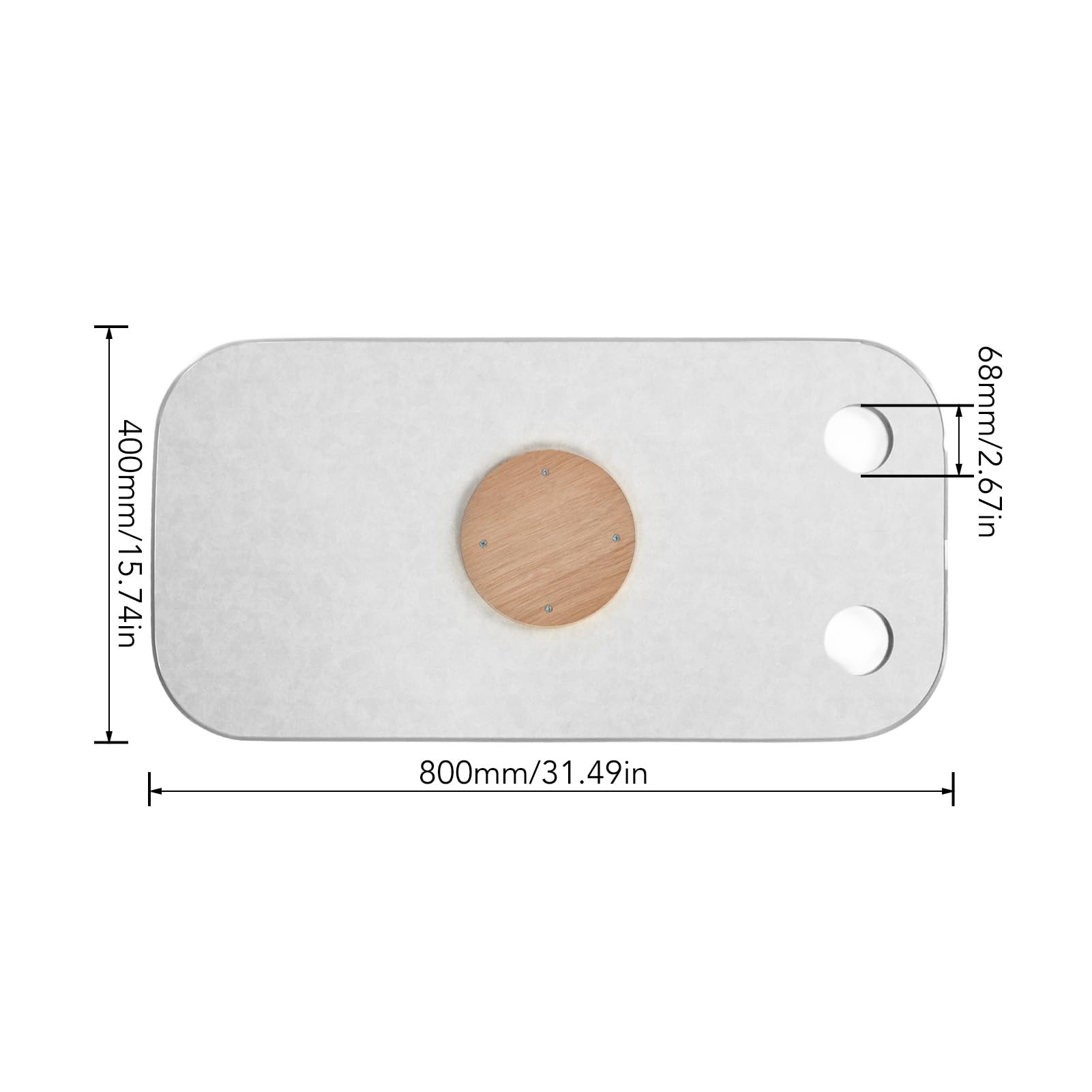 Tbest Blat Stołu na łódkę Zdejmowany Panel Pulpitu z Litego Drewna z 2 Uchwytami na Kubki Wodoodporna Plama do Jachtu RV Marine 800x400mm (WHITE)