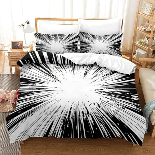 Housse de couette impression 3D rayures et taie d'oreiller en microfibre - 2