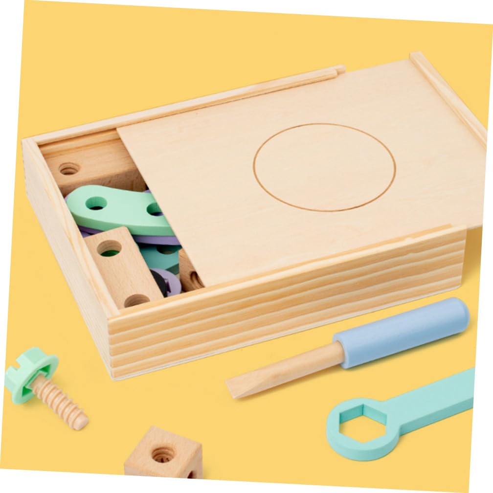 Uonlytech Cassetta Attrezzi Legno per Ragazzo Ragazza Strumenti Educativi Sicuri, Gioco Interattivo per Imparare Figure e Colori, per Festa Scuola Decor e Attività Creative