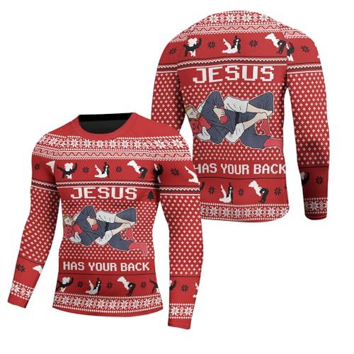 Christmas Men's Rash Guard Shirts Super Lightweight Fabric, BJJ Rash Guards for Men Long Sleeve