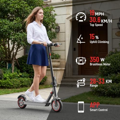 Image of 350W /500W Adult Electric Scooter, 8.5 inch /10 inch Solid Tires, 36V 7.8AH-15AH Battery, UP to 19-25MPH, 20-31 Miles Range, Foldable Lightweight E-Scooter, Dual Brakes, App Control, Max Load 265 LBS