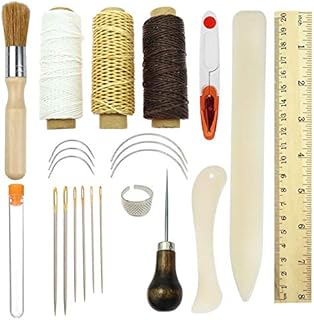 Bookbinding Tools Kits, Premium Sewing Tools for Leather,Handmade Books and Paper DIY Bookblind Set, Including Sewing Needles/Waxed Thread/Awl and So On Like Main Picture (23 PCS)