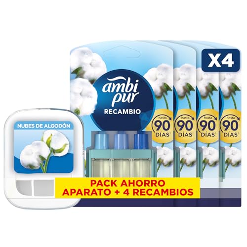 Ambi Pur 3Volution Nubes de Algodón Difusor Y Fragancia Para Ambientador Eléctrico 80ml 4 Recambios