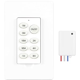 8-Position Timer Switch, Countdown Timer and Receiver Kit, Remote Control Lighting Fixture, Timer Switch with Remote for Ceiling Lights, Lamps