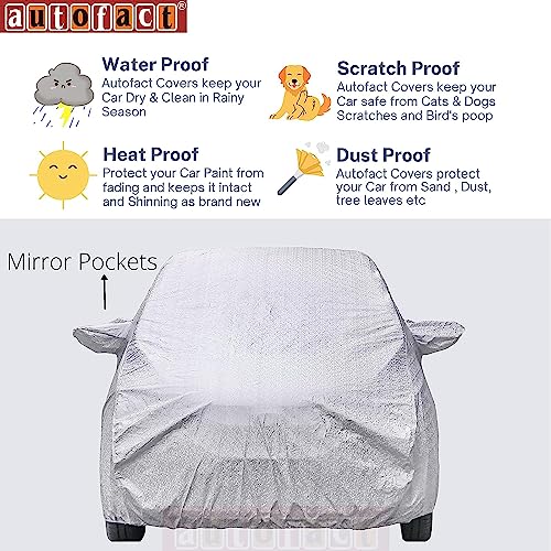 Image of Autofact Waterproof Car Body Cover Compatible with Nissan Redi Go (2016 to 2020) with Mirror Pockets (Shinning Silver).