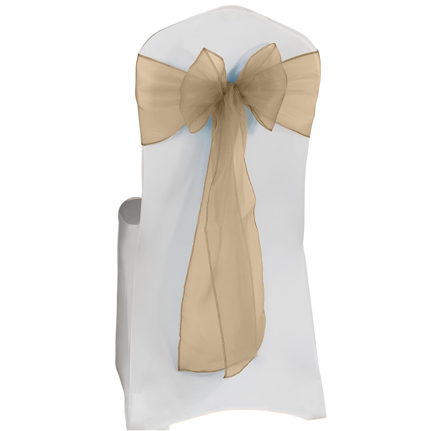 Organza Peach Chair Bows Chair Tie Sash Wider Sashes Fuller Bow Party Decoration (Peach, 10 PCS)