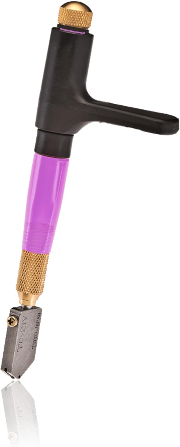 TOYO TC21SVR Custom Grip Supercutter Glass Cutter | Lilac - Straight Blade | Four-Position, Customizable Ergonomic Handled to Fit Most Hands | TAP Wheel Technology Supercutter | Made in Japan