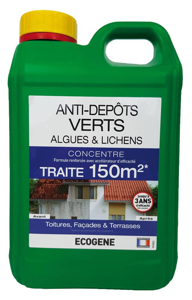 ECOGENE - Anti-​depots verts algues et lichens - traite 150m²- 2 L