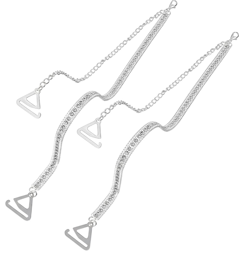 m4sk art Womens Grayish Rhinestone Bra Straps | Sleek Crystal Diamond Cut Replacement Straps | Decorative Non Slip Jewelry Shoulder Straps for Formal Gowns and Off Shoulder Tops Adjustable | 1 Pair-picture-18