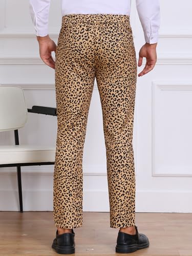 Lars Amadeus Leopard Pattern Pants for Men's Formal Night Out Animal Print Dress Pants3