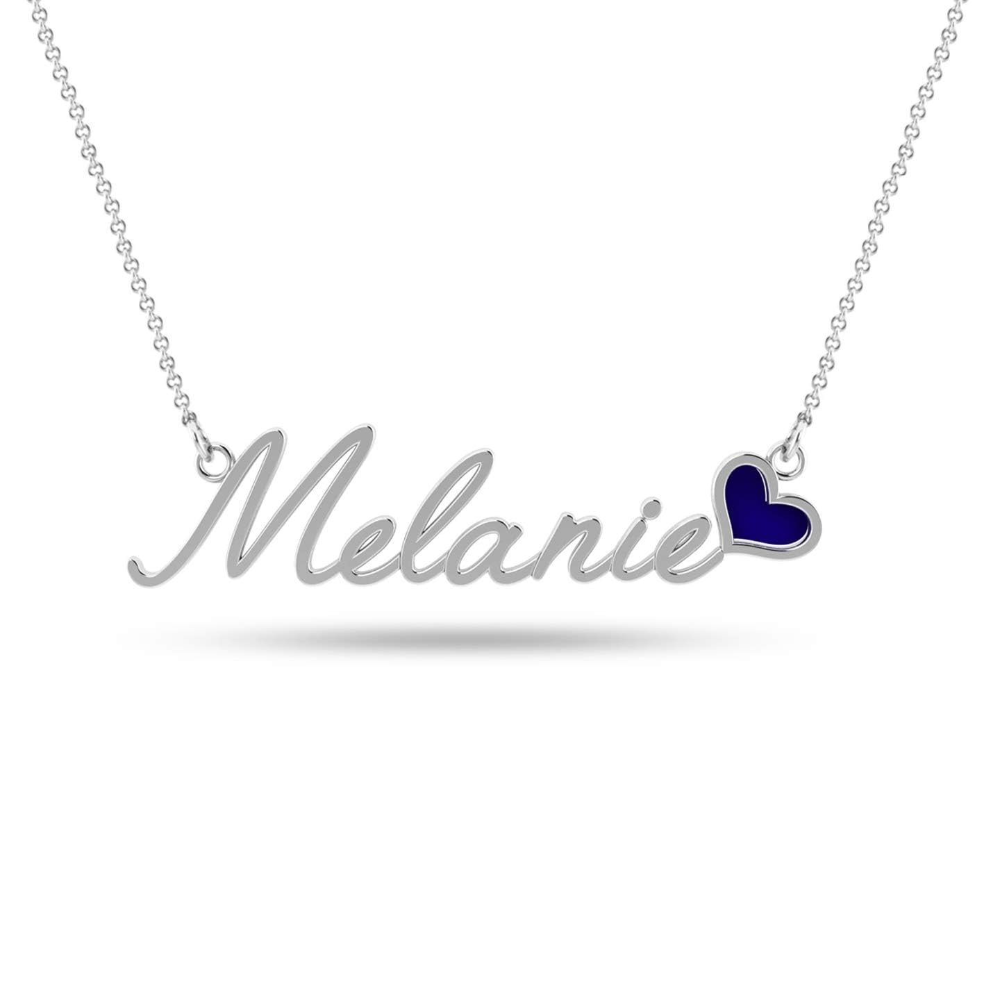 Personalized Customized Sterling-Silver Name Enamel Heart Necklace for Women